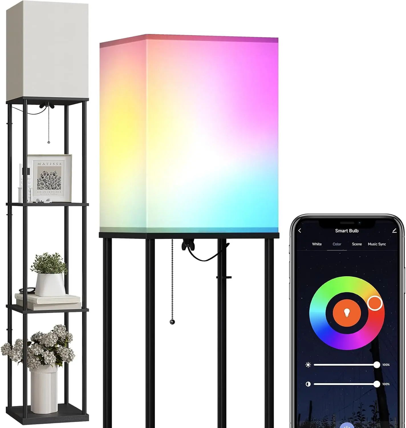 Умный RGB-светильник для пола с полками, диммируемый напольный светильник для гостиной, спальни, офиса
Умный RGB-светильник для пола с полками, диммируемый напольный светильник для гостиной, спальни, офиса