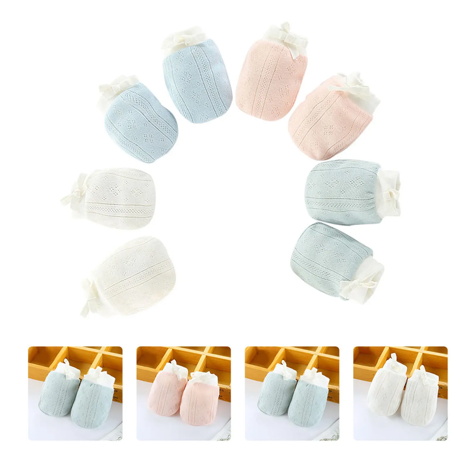 4Pairs Anti-Scratch Newborn Baby Mittens Adjustable Cotton Gloves with Wrist String for Skin Protection Ideal Gift for Infants
4Pairs Anti-Scratch Newborn Baby Mittens Adjustable Cotton Gloves with Wrist String for Skin Protection Ideal Gift for Infants