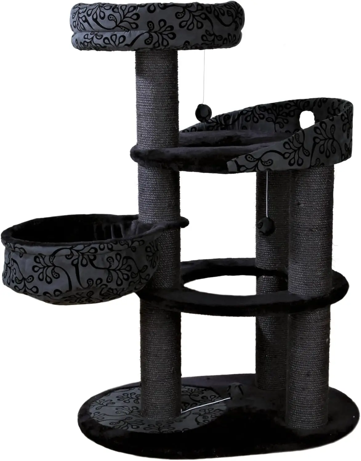 Filippo 50-in Cat Tower, Sisal Scratching Posts, Cat Tree with Hammock, Platforms, Bed, Dangling Cat Toys, Black
Filippo 50-in Cat Tower, Sisal Scratching Posts, Cat Tree with Hammock, Platforms, Bed, Dangling Cat Toys, Black