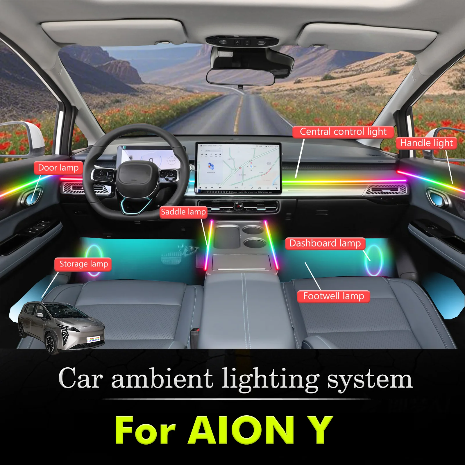 For AION Y Car Interior Ambient Light RGB 64-Color LED Smart Remote Control Energy Saving Lamp Kit
For AION Y Car Interior Ambient Light RGB 64-Color LED Smart Remote Control Energy Saving Lamp Kit