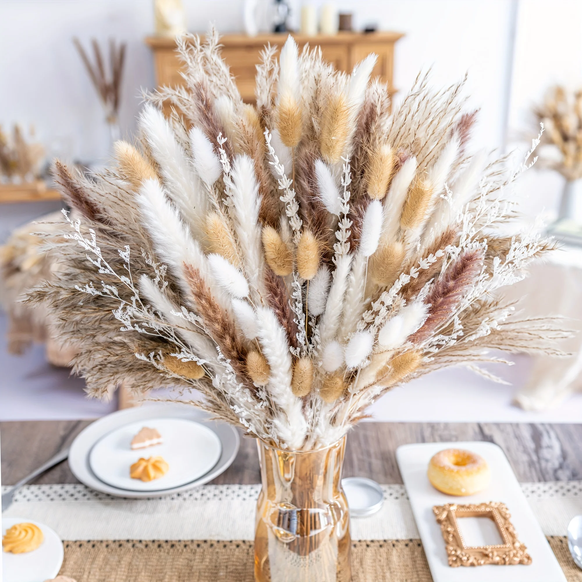 98 PCS Pampas Grass Bouquet - Dried Pampas Grass Decor with Bunny Tails Dried Flowers for Wedding Boho Flowers Home
98 PCS Pampas Grass Bouquet - Dried Pampas Grass Decor with Bunny Tails Dried Flowers for Wedding Boho Flowers Home