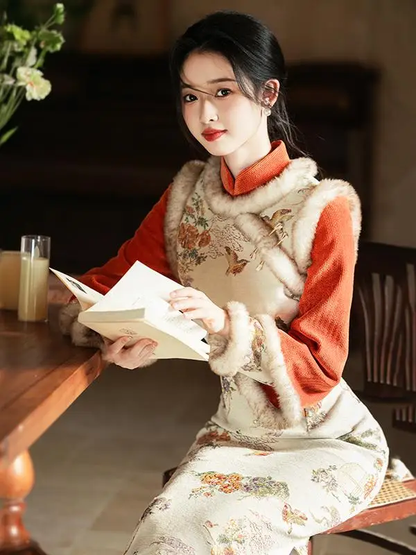 Новое китайское женское длинное платье-ципао с подкладкой и воротником-стойкой для осени и зимы, модная повседневная одежда
Новое китайское женское длинное платье-ципао с подкладкой и воротником-стойкой для осени и зимы, модная повседневная одежда