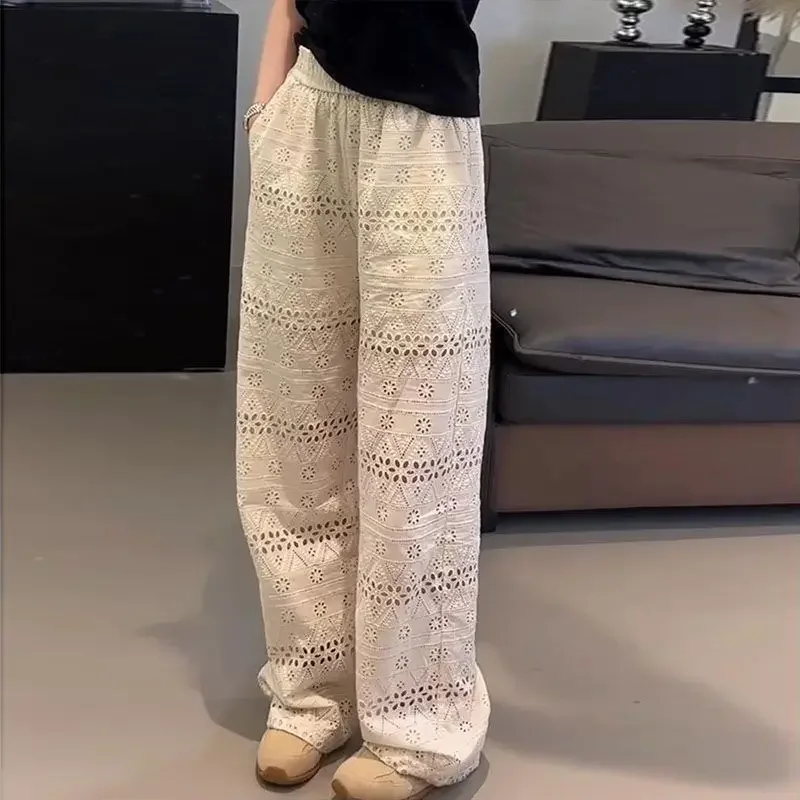 Summer Thin High-waisted Lace Hollow Floor-length Wide-leg Pants for Women Loose Casual Straight-leg Pants 2026 New
Summer Thin High-waisted Lace Hollow Floor-length Wide-leg Pants for Women Loose Casual Straight-leg Pants 2026 New
