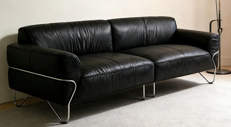 French retro black full leather living room three-person antique Bauhaus leather art
French retro black full leather living room three-person antique Bauhaus leather art