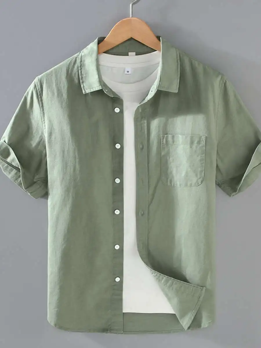 Новая летняя тонкая хлопково-льняная мужская рубашка с коротким рукавом, повседневная однотонная простая рубашка свободного кроя для лета
Новая летняя тонкая хлопково-льняная мужская рубашка с коротким рукавом, повседневная однотонная простая рубашка свободного кроя для лета