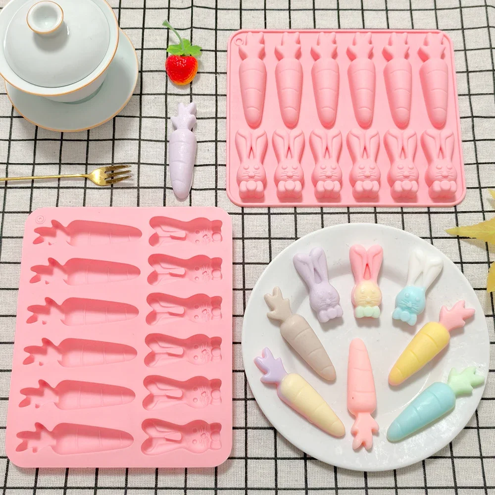1pc Easter silicone mold 12 cavity rabbit carrot chocolate biscuit mold for DIY candy, pudding cake decoration plugin
1pc Easter silicone mold 12 cavity rabbit carrot chocolate biscuit mold for DIY candy, pudding cake decoration plugin