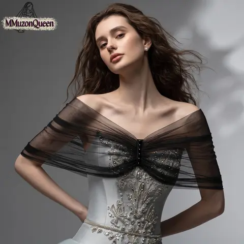 TOPQUEEN Bolero Plain Bachelorette Wedding Jacket For The Bride Woman Short Sleeve Bridal Top Cape Veil Customizable Vg73