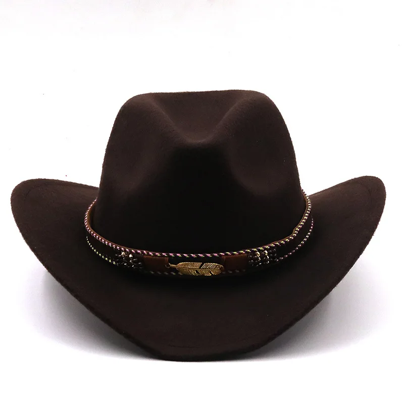 Classic Cowboy Hat Wide Brim Wool Hat With Metal Leaf Belt Stylish Retro Warm Party Cowgirl Cosplay Woolen Caps For Adults
Classic Cowboy Hat Wide Brim Wool Hat With Metal Leaf Belt Stylish Retro Warm Party Cowgirl Cosplay Woolen Caps For Adults