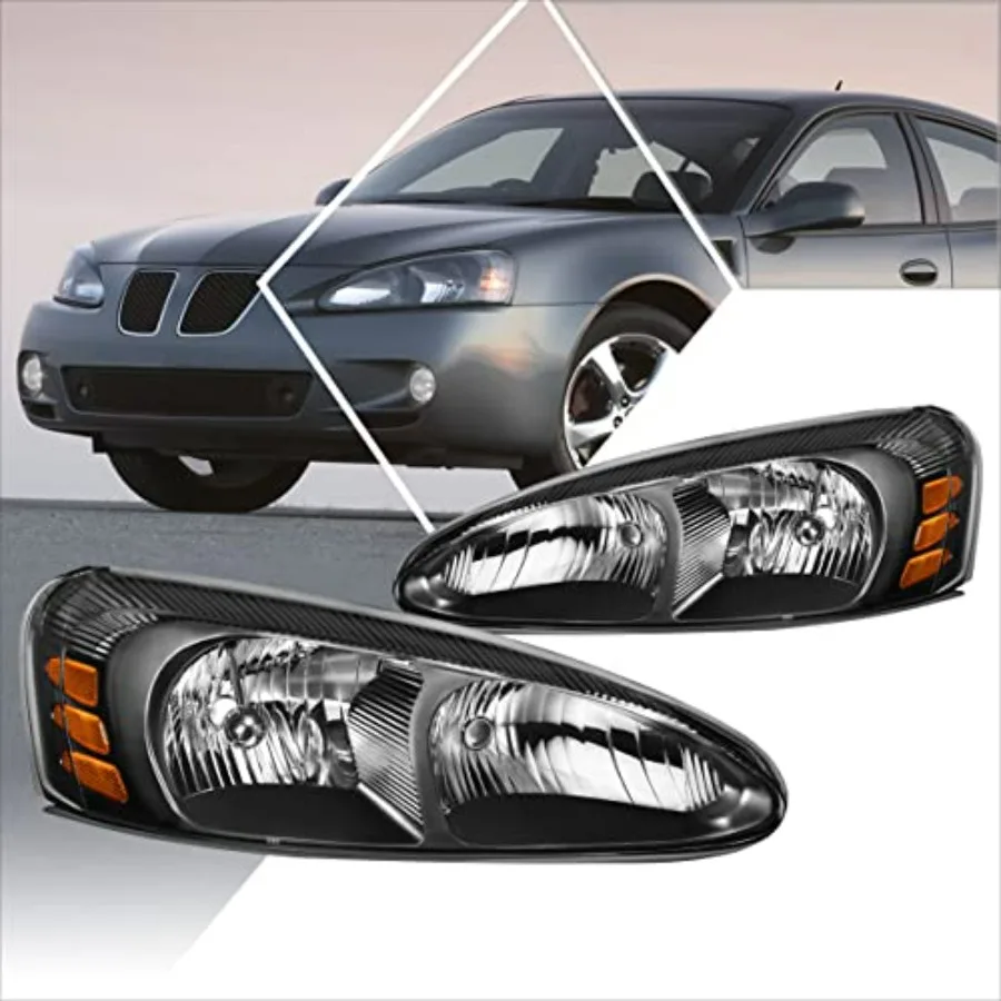 Pair of Factory Style Headlights Assembly Compatible with 04-08 Pontiac Grand Prix Black Housing Amber Corner
Pair of Factory Style Headlights Assembly Compatible with 04-08 Pontiac Grand Prix Black Housing Amber Corner
