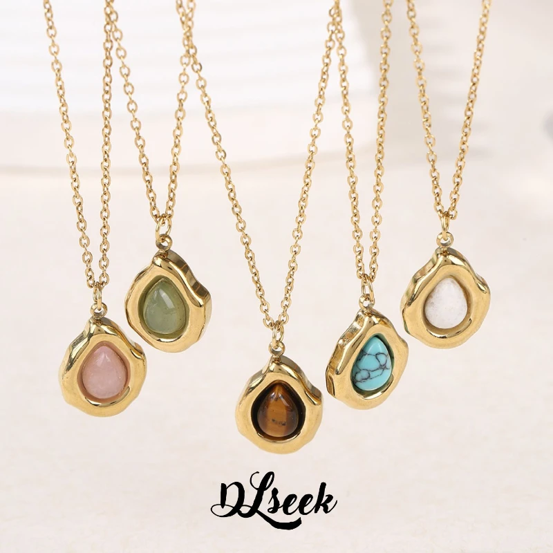 DLseek Retro Water Drop Turquoise Natural Stone Necklaces Dongling Stone Stainless Steel Necklace for Women Charms Jewelry Gifts
DLseek Retro Water Drop Turquoise Natural Stone Necklaces Dongling Stone Stainless Steel Necklace for Women Charms Jewelry Gifts