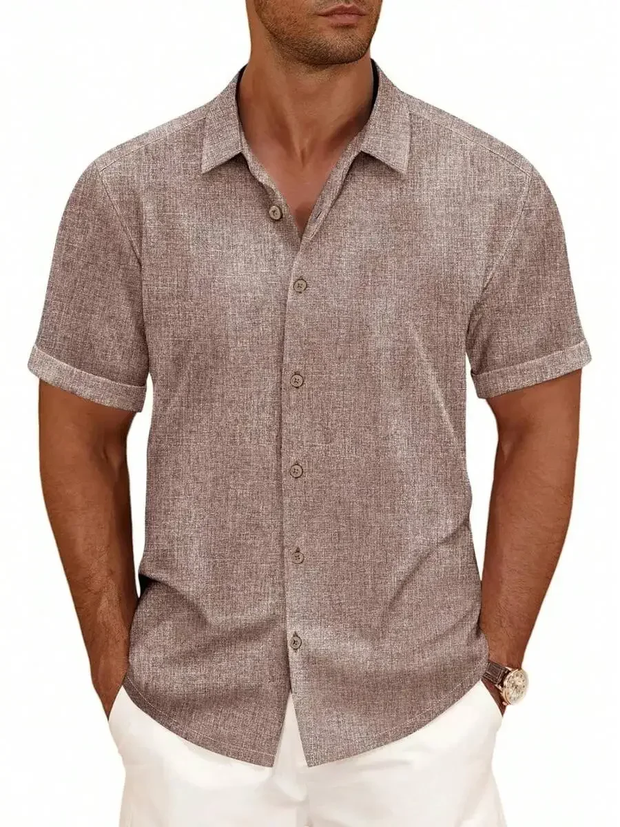 Mens Linen Blend Short Sleeve Button Down Shirt Casual Summer Beach Vacation Top
Mens Linen Blend Short Sleeve Button Down Shirt Casual Summer Beach Vacation Top