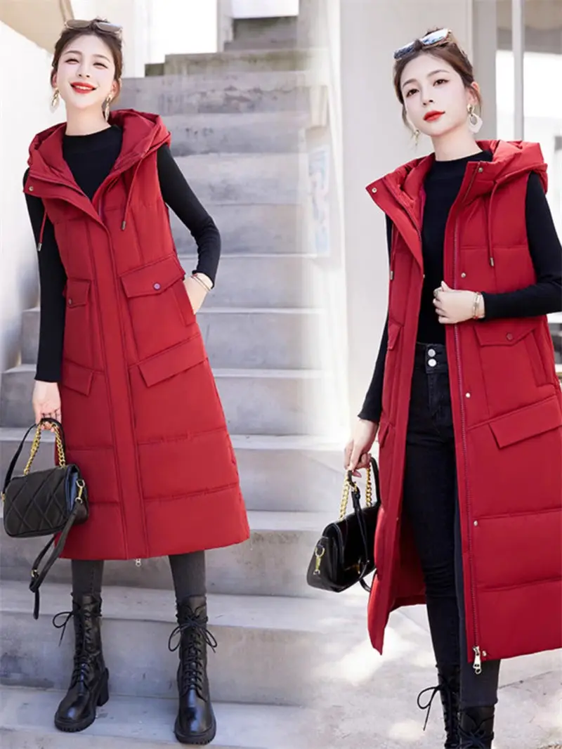 Long Down Cotton Waistcoat 2023 Autumn/Winter Hooded Women's Korean Style Sleeveless Slim Fit Tank Top Quilted Cotton Vest Z2734
Long Down Cotton Waistcoat 2023 Autumn/Winter Hooded Women's Korean Style Sleeveless Slim Fit Tank Top Quilted Cotton Vest Z2734