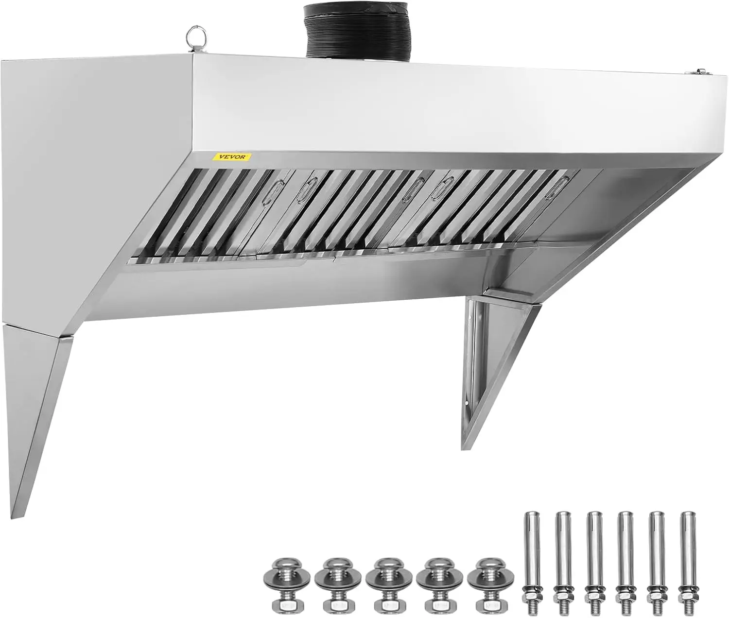 Commercial Exhaust Hood, 6FT Food Truck Hood Exhaust, 201 Stainless Steel Concession Trailer Hood with 3 Detachable U-shaped
Commercial Exhaust Hood, 6FT Food Truck Hood Exhaust, 201 Stainless Steel Concession Trailer Hood with 3 Detachable U-shaped