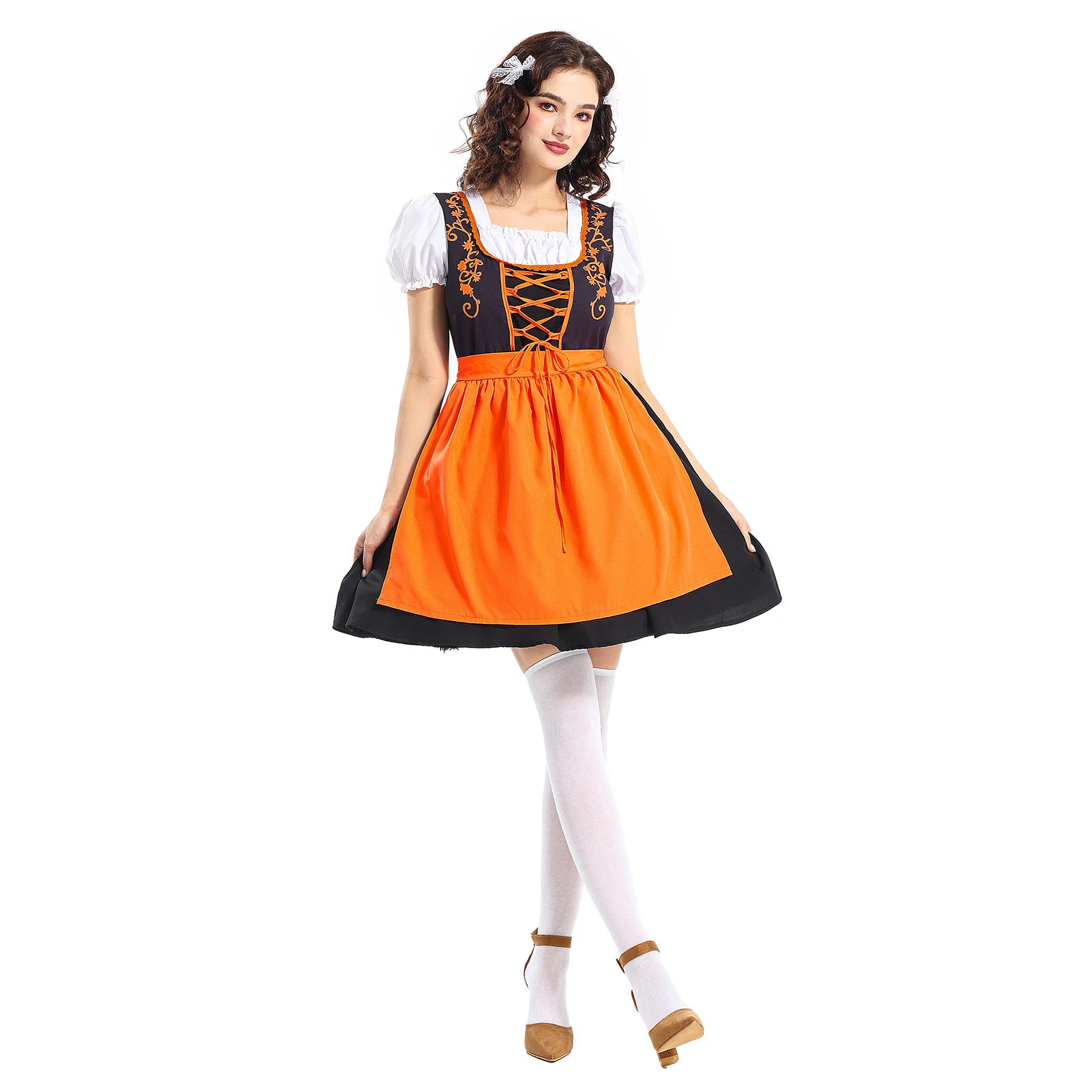 Octoberfest Costume for Women Puff Sleeve German Dirndl Dress Apron Lederhosen Costume for Beer Festival
Octoberfest Costume for Women Puff Sleeve German Dirndl Dress Apron Lederhosen Costume for Beer Festival