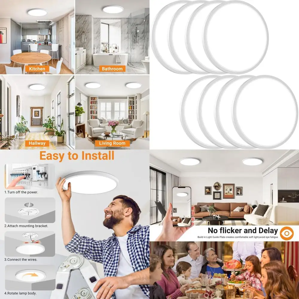 12 Inch 24W LED Flush Mount Ceiling Light, 3200 Lumens, Slim 0.7 Inch, Adjustable 3000K-6500K, Suitable for Bedroom, Kitchen, Ha
12 Inch 24W LED Flush Mount Ceiling Light, 3200 Lumens, Slim 0.7 Inch, Adjustable 3000K-6500K, Suitable for Bedroom, Kitchen, Ha