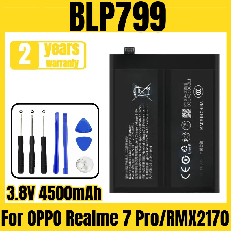 Applicable to OPPO Realme 7 Pro/RMX2170 battery BLP799 mobile phone battery, new large capacity, free tool 3.8V 4500mAh
Applicable to OPPO Realme 7 Pro/RMX2170 battery BLP799 mobile phone battery, new large capacity, free tool 3.8V 4500mAh