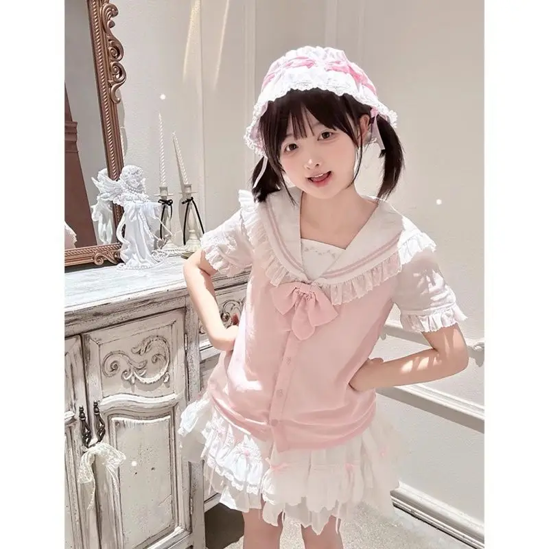 Japanese Sweet Preppy Style 2 Piece Set Women Cute Bow Design Tops + Kawaii Lace Skirt New Harajuku Retro Fairy Summer Outfits
Japanese Sweet Preppy Style 2 Piece Set Women Cute Bow Design Tops + Kawaii Lace Skirt New Harajuku Retro Fairy Summer Outfits