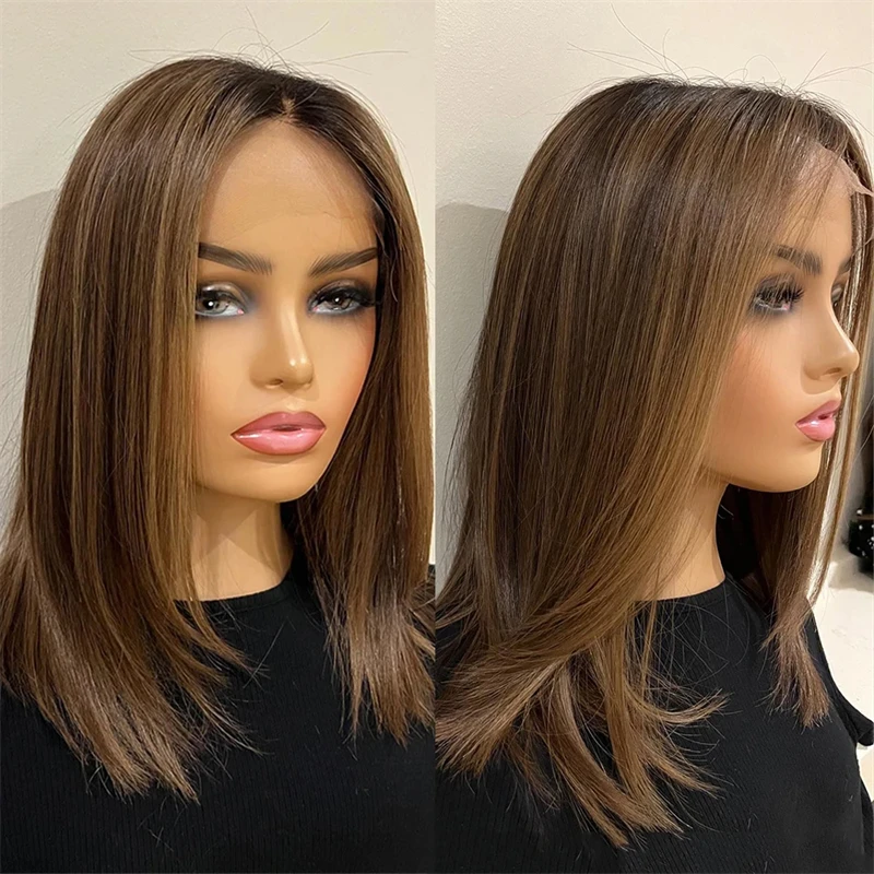 180 Density Brown Highlight Short Bob Human Hair Wigs 13x4 Lace Frontal Wig Brazilian Remy Hair For Women
180 Density Brown Highlight Short Bob Human Hair Wigs 13x4 Lace Frontal Wig Brazilian Remy Hair For Women
