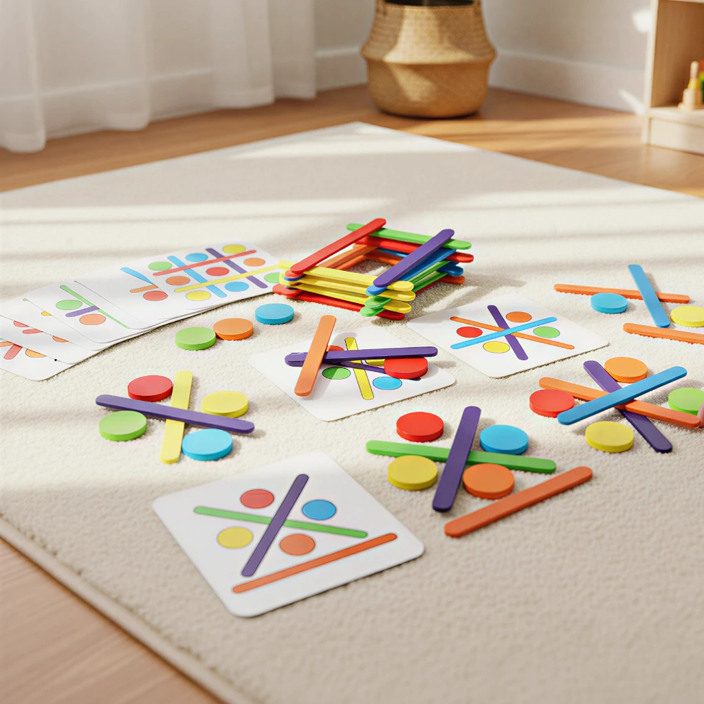 Wooden Geometric Shape Puzzle Toy, Color Classification and Creative Shape Matching, Includes Multi-Colored Wooden Sticks and Rings, Comes with Double-Sided Challenge Cards, Fine Motor Skills Training, Logical Thinking Training and Educational Toys for Co
Wooden Geometric Shape Puzzle Toy, Color Classification and Creative Shape Matching, Includes Multi-Colored Wooden Sticks and Rings, Comes with Double-Sided Challenge Cards, Fine Motor Skills Training, Logical Thinking Training and Educational Toys for Co