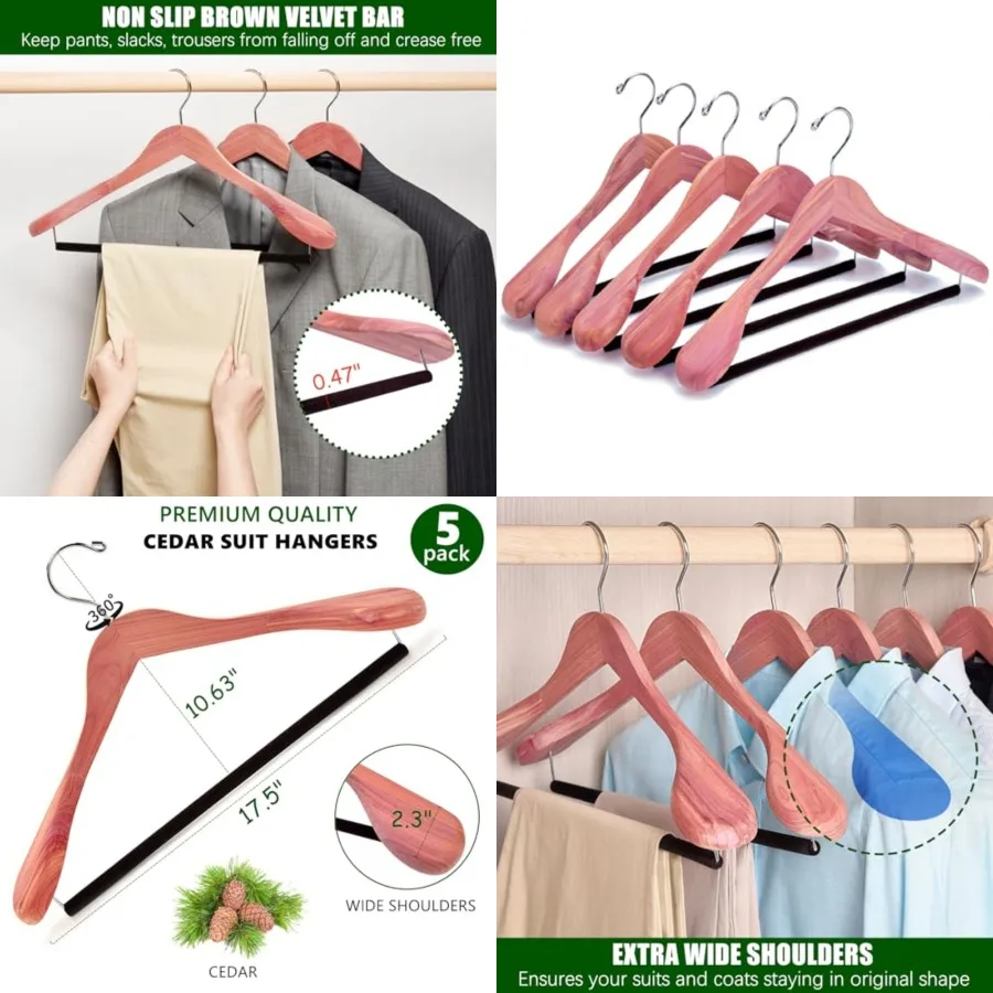 Pack Cedar Suit Hangers with Extra Wide Shoulder, Wooden Clothes Hangers for Coats Jacket, Aromatic Natural Cedar Hangers with
Pack Cedar Suit Hangers with Extra Wide Shoulder, Wooden Clothes Hangers for Coats Jacket, Aromatic Natural Cedar Hangers with