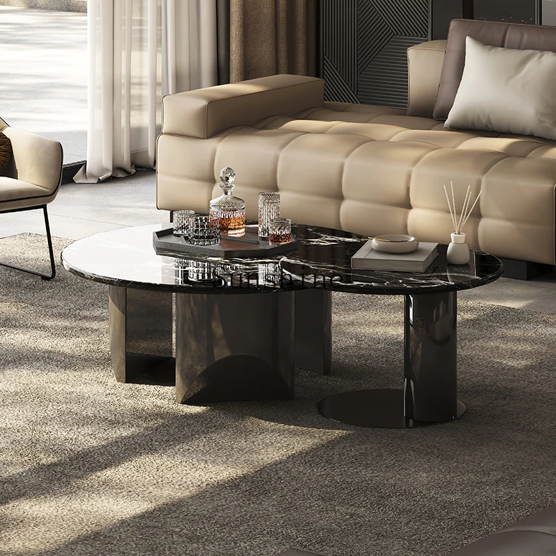 Italian natural luxury stone black rose table modern simple high-end living room design size round coffee table combination
Italian natural luxury stone black rose table modern simple high-end living room design size round coffee table combination
