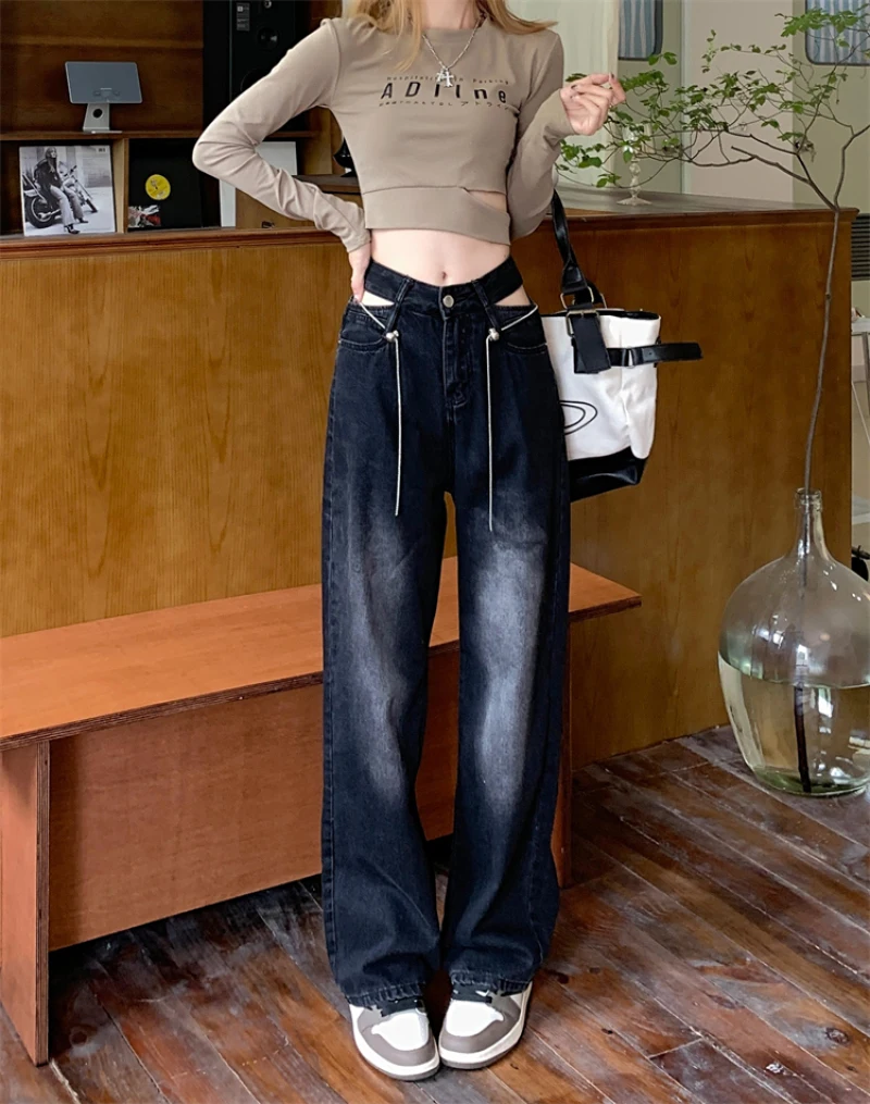 Hot Sisters Hollow Out Bareback Jeans Women's 2023 New Retro High Waist Baggy Jeans Y2k Women Black Fashion Pants for Woman
Hot Sisters Hollow Out Bareback Jeans Women's 2023 New Retro High Waist Baggy Jeans Y2k Women Black Fashion Pants for Woman