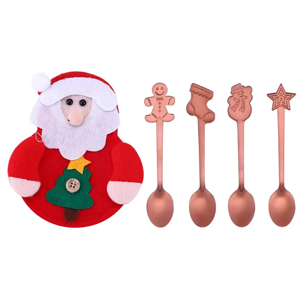 5pcs Creative Christmas Spoons Set Cartoon Stainless Steel Spoons with Bag Tableware for Home Restaurant 4 Rose Gold Spoons and
5pcs Creative Christmas Spoons Set Cartoon Stainless Steel Spoons with Bag Tableware for Home Restaurant 4 Rose Gold Spoons and