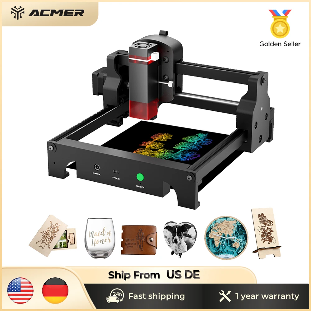 ACMER S1 Laser Engraver Mini Portable Laser Engraving Machine For Cutting Wood Painted Metal Acrylic Glass Leather CNC Machine
ACMER S1 Laser Engraver Mini Portable Laser Engraving Machine For Cutting Wood Painted Metal Acrylic Glass Leather CNC Machine