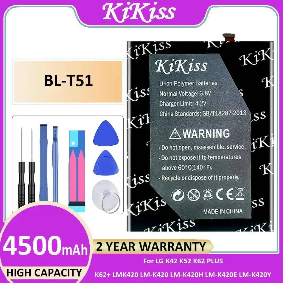 Mobile Phone Battery BL-T51 4500Mah For LG K42 K52 K62 Plus K62+ LMK420 LM-K420 LM-K420H LM-K420E LM-K420Y 
Mobile Phone Battery BL-T51 4500Mah For LG K42 K52 K62 Plus K62+ LMK420 LM-K420 LM-K420H LM-K420E LM-K420Y