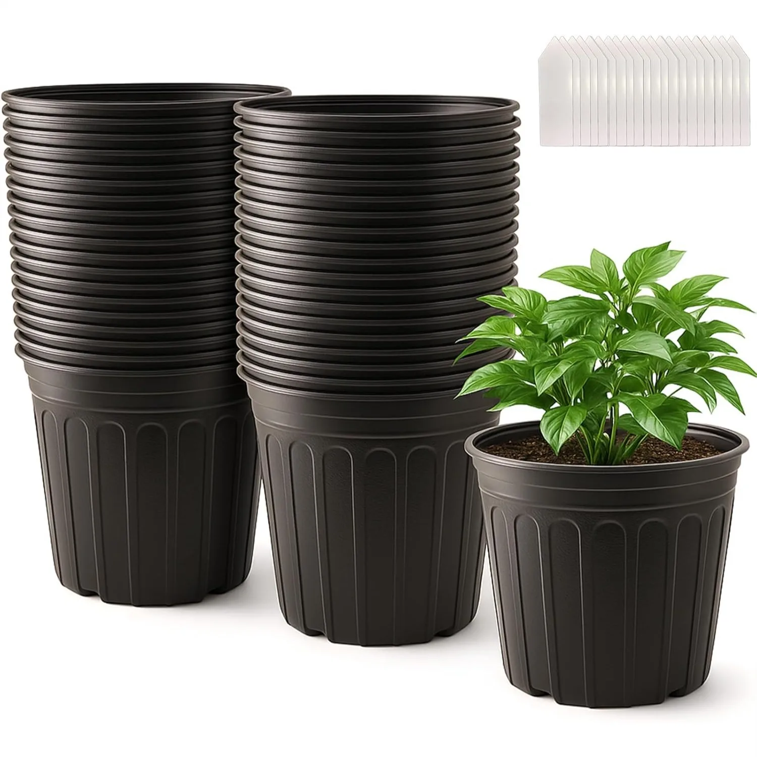 50 Pack 3 Gallon Flexible Plant Nursery Pots with Drainage Holes, Soft Flower Pots for Seedlings, Black
50 Pack 3 Gallon Flexible Plant Nursery Pots with Drainage Holes, Soft Flower Pots for Seedlings, Black