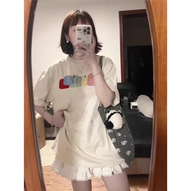 Pure Cotton Women'S Short-Sleeved T-Shirt American Vintage Tee Y2k Fashionable Woman Clothes Summer Loose Fit Versatile Tops
Pure Cotton Women'S Short-Sleeved T-Shirt American Vintage Tee Y2k Fashionable Woman Clothes Summer Loose Fit Versatile Tops