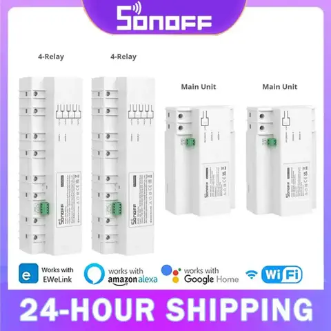 SONOFF-Compteur de puissance empilable éventuelles M-Main, 4 citations, WiFi, protection intelligente contre les surcharges, surveillance des métadonnées, statistiques d'électricité, Andrea Check