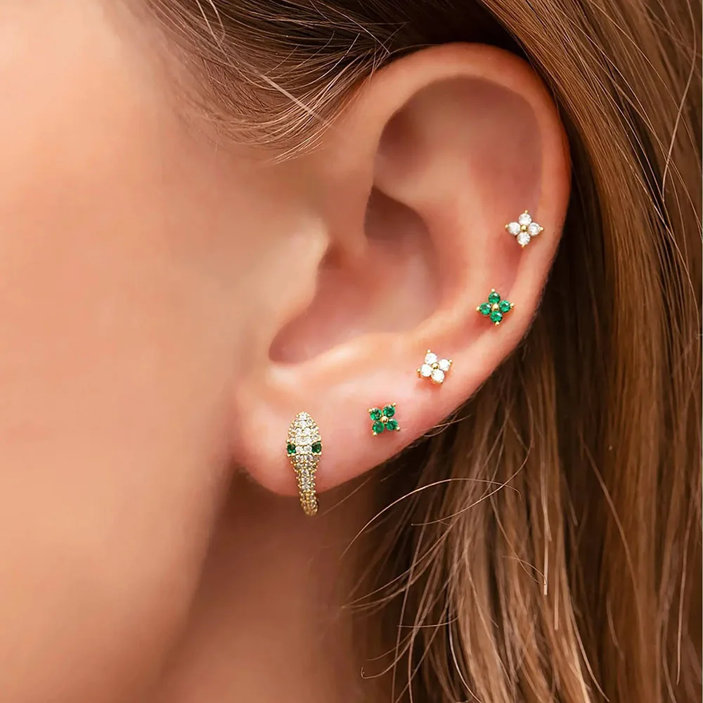 Delicate Colored Zircon Four-petaled Flowers Stud Earrings for Woman Vintage Party Banquet Jewelry Accessory Gift Popular New
Delicate Colored Zircon Four-petaled Flowers Stud Earrings for Woman Vintage Party Banquet Jewelry Accessory Gift Popular New