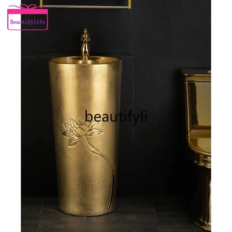 YL European-style golden column basin, gold-plated washbasin, one-piece basin, integrated ceramic, round pillar
YL European-style golden column basin, gold-plated washbasin, one-piece basin, integrated ceramic, round pillar