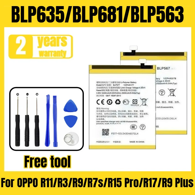 For OPPO R11/R3/R9/R7s/R15 Pro/R17/R9 Plus/R1C/R9sk/R2001/R809/R827T/R1201 battery BLP635/BLP681/BLP563 mobile phone battery
For OPPO R11/R3/R9/R7s/R15 Pro/R17/R9 Plus/R1C/R9sk/R2001/R809/R827T/R1201 battery BLP635/BLP681/BLP563 mobile phone battery