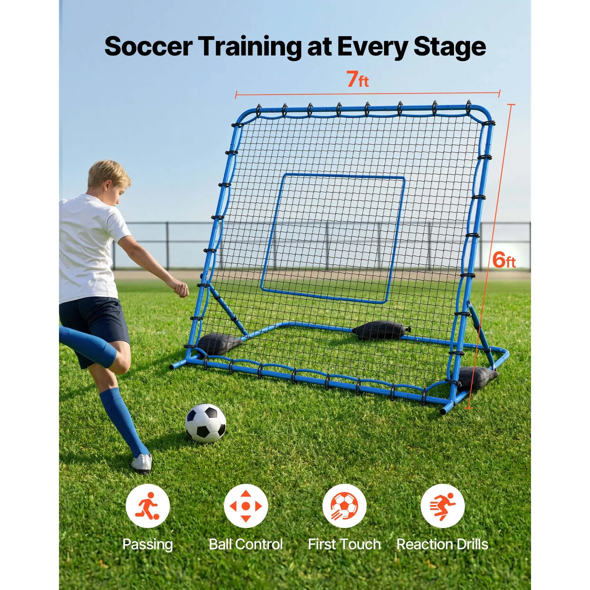 Soccer Rebounder Net, Quick-Switch Angle Soccer Goal Rebounder for Control, Passing Practice, Heavy-Duty Iron Frame & PE Net,
Soccer Rebounder Net, Quick-Switch Angle Soccer Goal Rebounder for Control, Passing Practice, Heavy-Duty Iron Frame & PE Net,