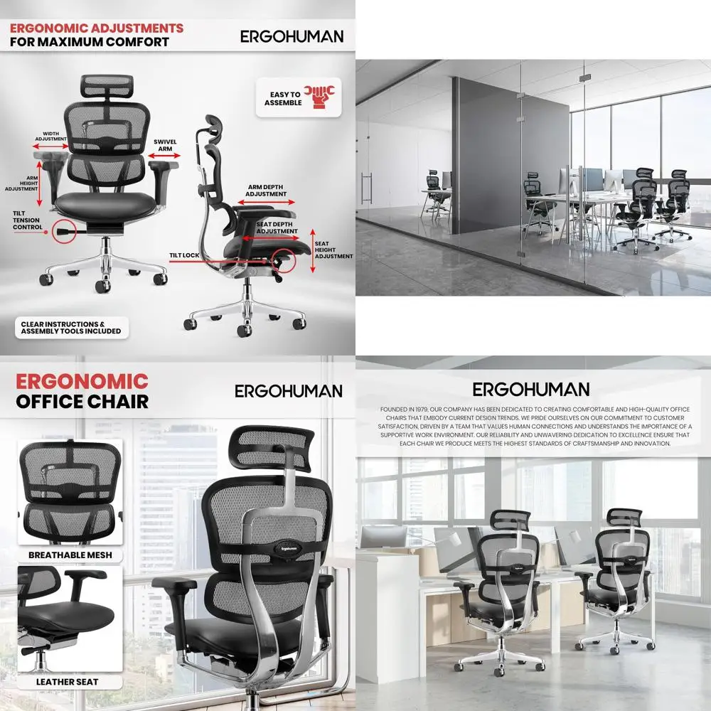 Executive High Back Mesh Office Chair with Leather Seat - Tension, Lock, Angle, Height, Synchro, Seat Adjustments, Armrest Contr
Executive High Back Mesh Office Chair with Leather Seat - Tension, Lock, Angle, Height, Synchro, Seat Adjustments, Armrest Contr