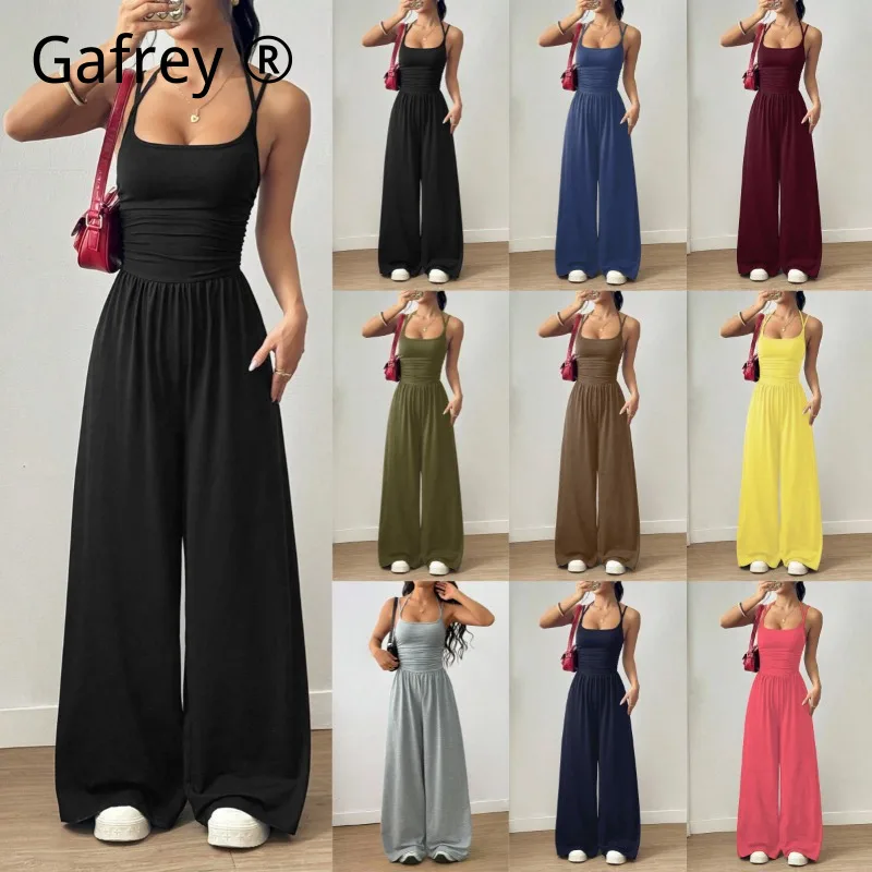 Women's Summer Casual Strappy Bandeau Jumpsuit Wide Leg Loose Fit Beach Lounge Romper Trendy Clubwear Solid Color Elastic Waist
Women's Summer Casual Strappy Bandeau Jumpsuit Wide Leg Loose Fit Beach Lounge Romper Trendy Clubwear Solid Color Elastic Waist