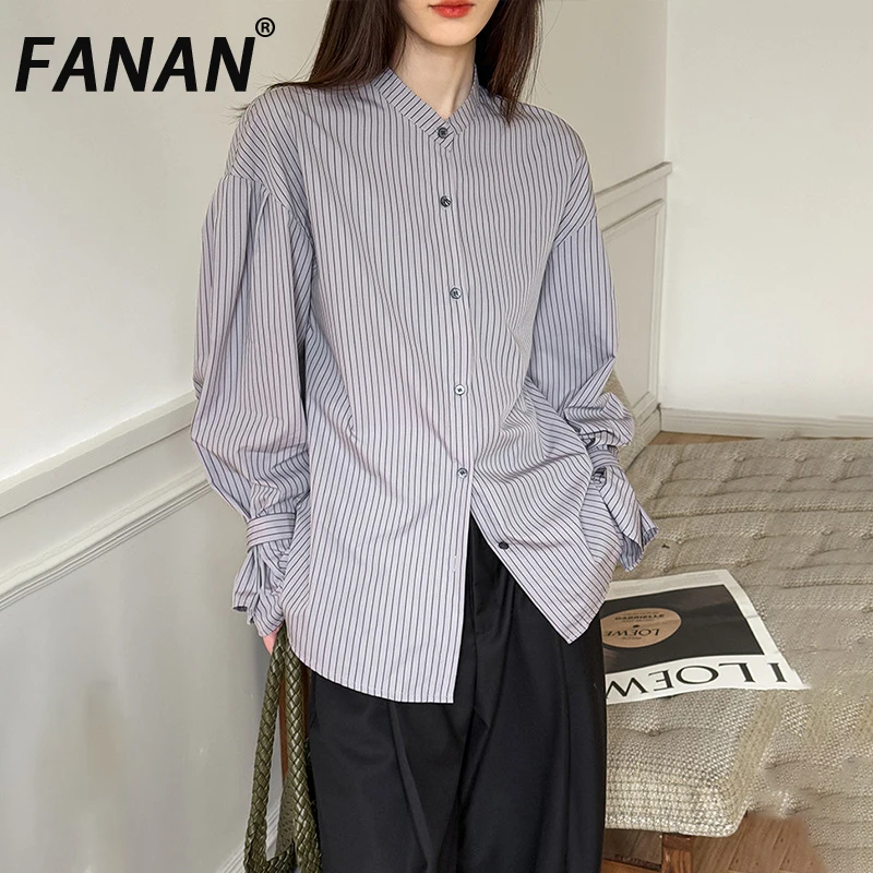 FANAN Elegant Striped Contrast Color Shirts For Women Lapel Single Breasted Fit Blouses Office Lady Tops Female 2026 Spring New
FANAN Elegant Striped Contrast Color Shirts For Women Lapel Single Breasted Fit Blouses Office Lady Tops Female 2026 Spring New