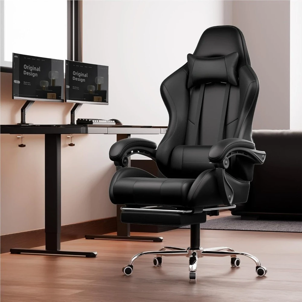 Gaming Chair, Computer Chair with Footrest and Lumbar Support, Height Adjustable Game Chair with 360°-Swivel Seat
Gaming Chair, Computer Chair with Footrest and Lumbar Support, Height Adjustable Game Chair with 360°-Swivel Seat