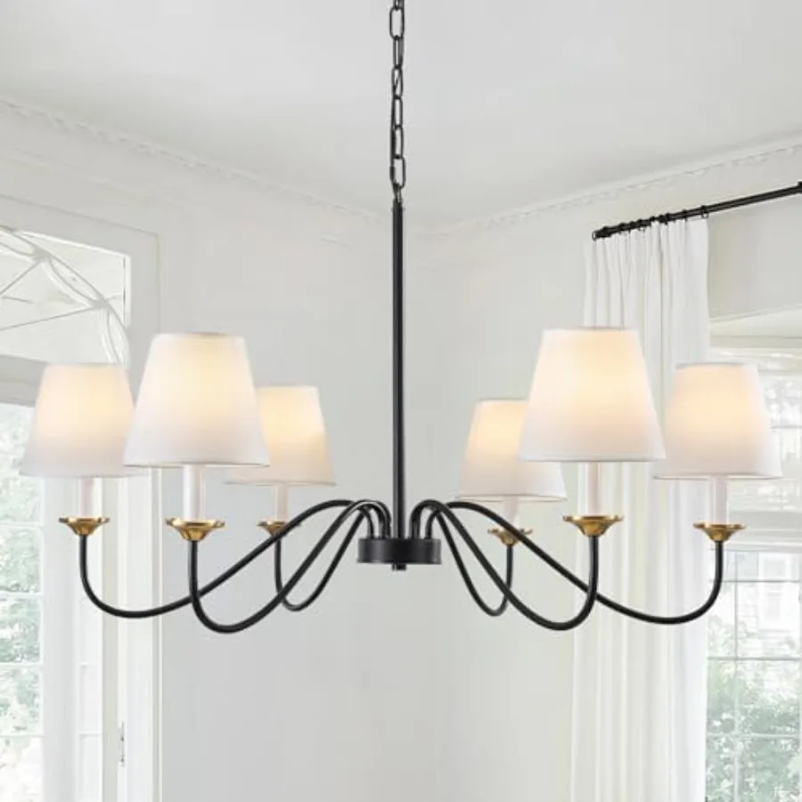Dining room chandelier with shades, modern farmhouse style, black metal, 6-light adjustable pendant fixture for living room, ha
Dining room chandelier with shades, modern farmhouse style, black metal, 6-light adjustable pendant fixture for living room, ha