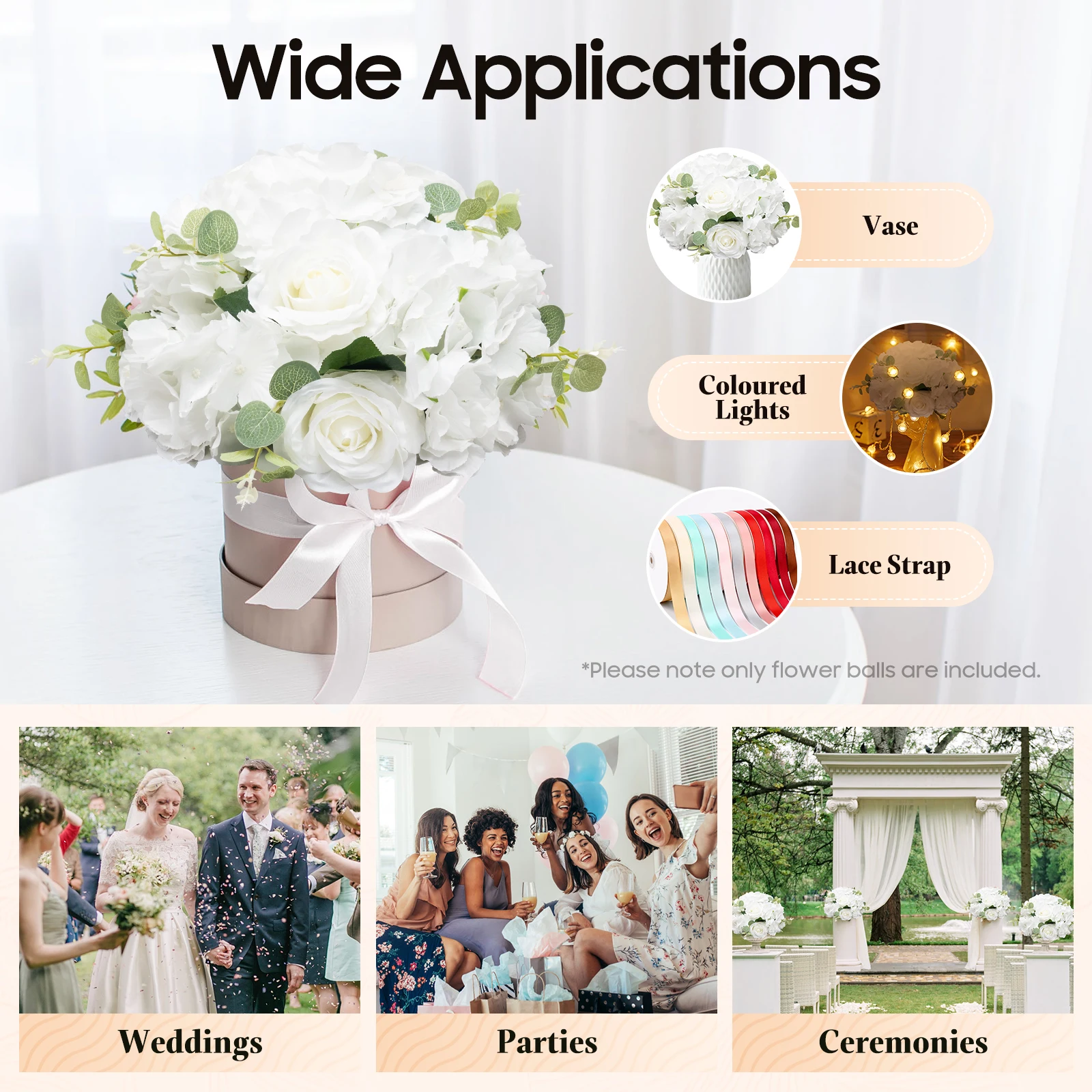 Flower Balls Wedding Flowers 6 Pcs Fake Small Rose Balls White Flowers for Centerpieces Artificial Silk Ball Arrangement Bouquet 
Flower Balls Wedding Flowers 6 Pcs Fake Small Rose Balls White Flowers for Centerpieces Artificial Silk Ball Arrangement Bouquet