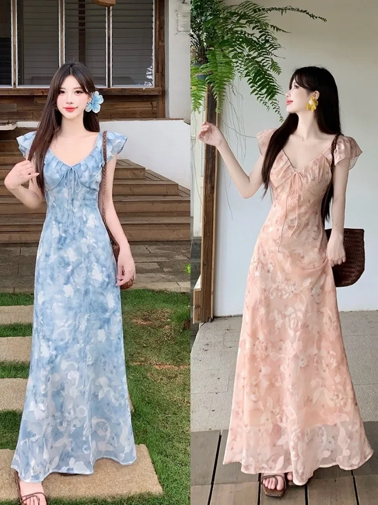 Summer Large Size Floral Gradient V-Neck Long Dress Women's plus Size Clothing Meat Concealing Slimming French Style Dress
Summer Large Size Floral Gradient V-Neck Long Dress Women's plus Size Clothing Meat Concealing Slimming French Style Dress