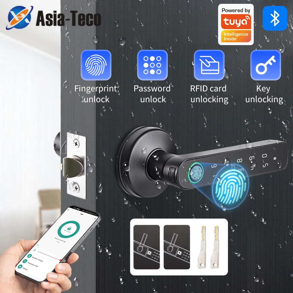 Q50 support tuya app Bluetooth Smart Fingerprint Door Lock Password Mechanical Key Unlocking For Wooden Door Single Handle Rainp
Q50 support tuya app Bluetooth Smart Fingerprint Door Lock Password Mechanical Key Unlocking For Wooden Door Single Handle Rainp
