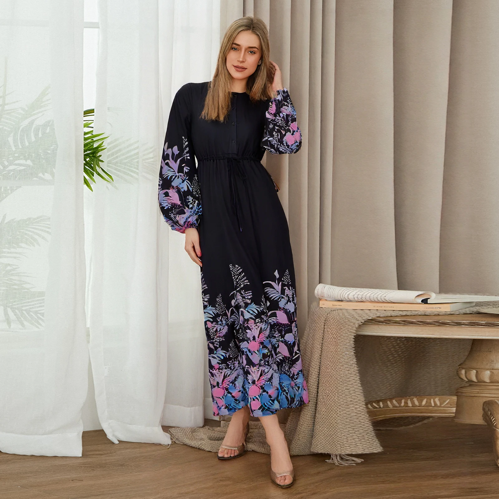 Women Long Sleeve Casual Loose Long Dress Ladies Elegant Floral Pattern Button-up Crew Neck Flowy Dresses
Women Long Sleeve Casual Loose Long Dress Ladies Elegant Floral Pattern Button-up Crew Neck Flowy Dresses