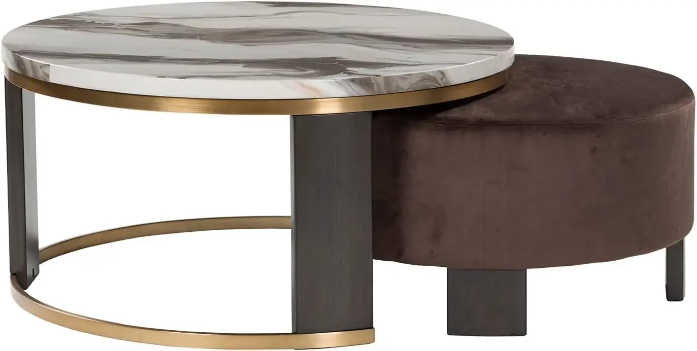 Jazmore Contemporary Faux Marble Nesting Coffee Table with Velvet Upholstered Ottoman, Set of 2, White & Dark Brown
Jazmore Contemporary Faux Marble Nesting Coffee Table with Velvet Upholstered Ottoman, Set of 2, White & Dark Brown