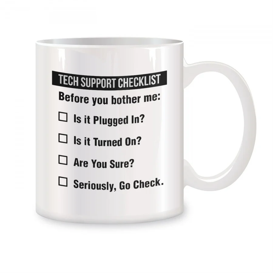 Tech Support Checklist Mugs For Women Men Technical Support Engineer Birthday Novelty Coffee Ceramic Tea Cups White 11 oz
Tech Support Checklist Mugs For Women Men Technical Support Engineer Birthday Novelty Coffee Ceramic Tea Cups White 11 oz