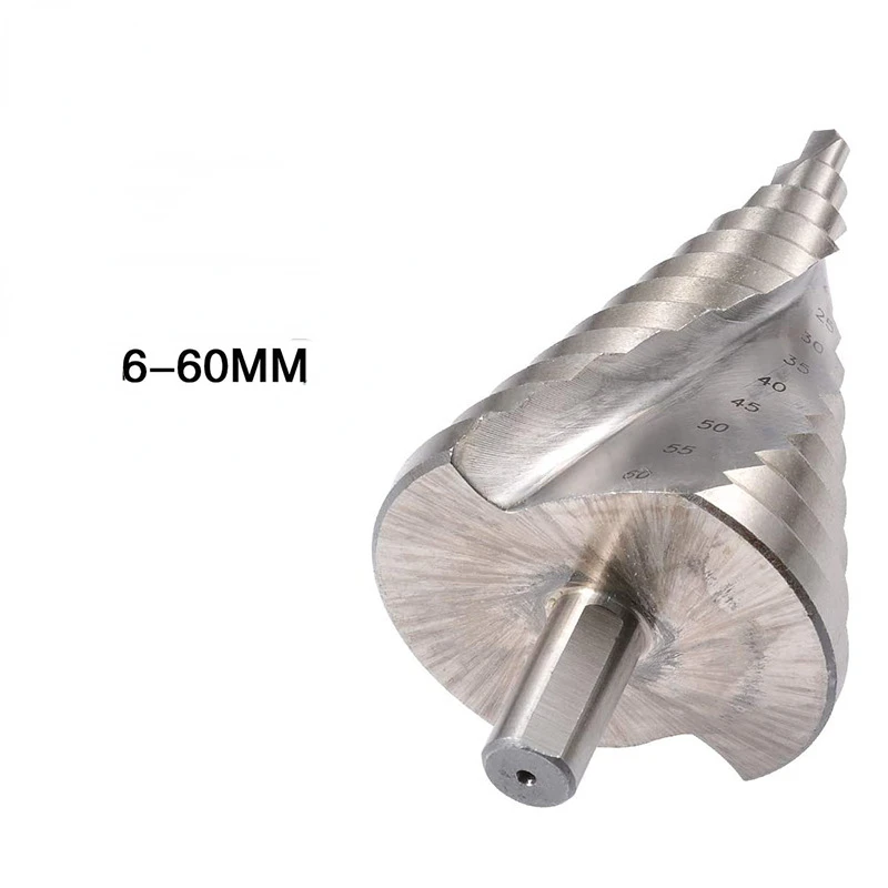 1pcs High Speed Steel Spiral Fluted Triangle Shank 6-60mm Step Pagoda Drill Electric Drill Reaming Step Drill Bit Hole Opener
1pcs High Speed Steel Spiral Fluted Triangle Shank 6-60mm Step Pagoda Drill Electric Drill Reaming Step Drill Bit Hole Opener