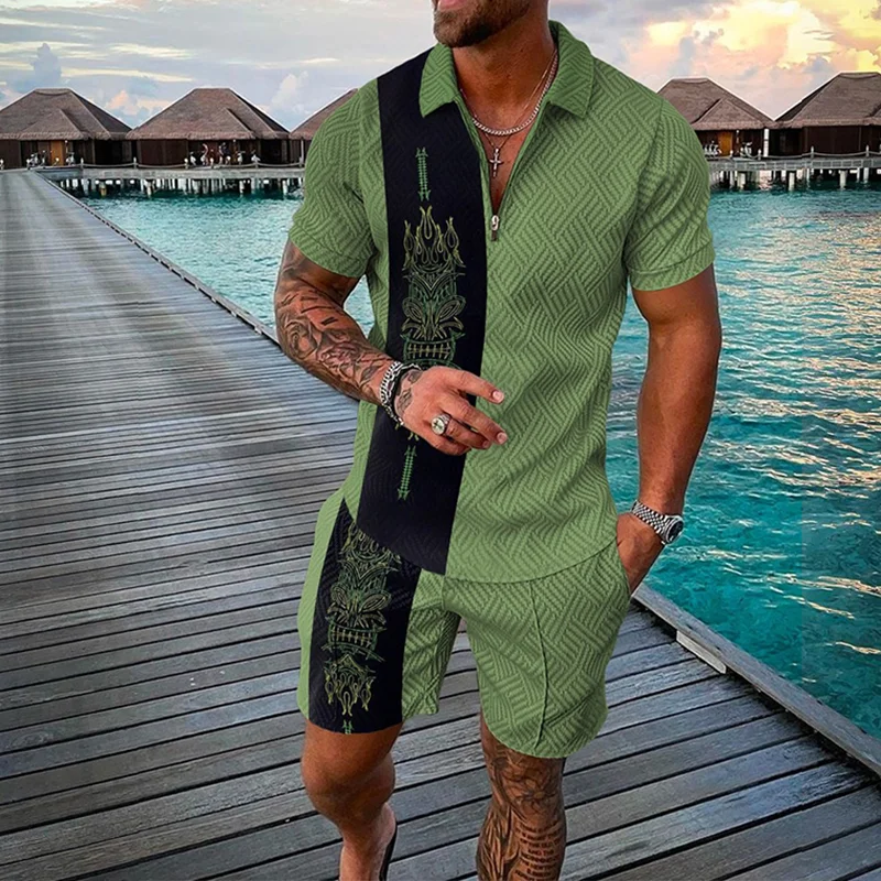 Men's Classic Print Two Piece Sets Summer Outdoor Urban Street Casual Zipper Polo Shirt Outfit Retro Simple Breathable Male Suit
Men's Classic Print Two Piece Sets Summer Outdoor Urban Street Casual Zipper Polo Shirt Outfit Retro Simple Breathable Male Suit