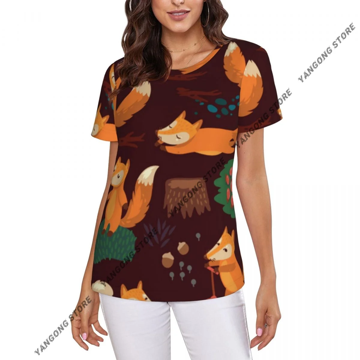 T Shirt Women Cute Little Fox Tee Shirt Casual Round Neck Short Sleeve Streetwear Female T-Shirt
T Shirt Women Cute Little Fox Tee Shirt Casual Round Neck Short Sleeve Streetwear Female T-Shirt
